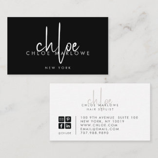 Modern Minimalist Hair Stylist Script Business Card