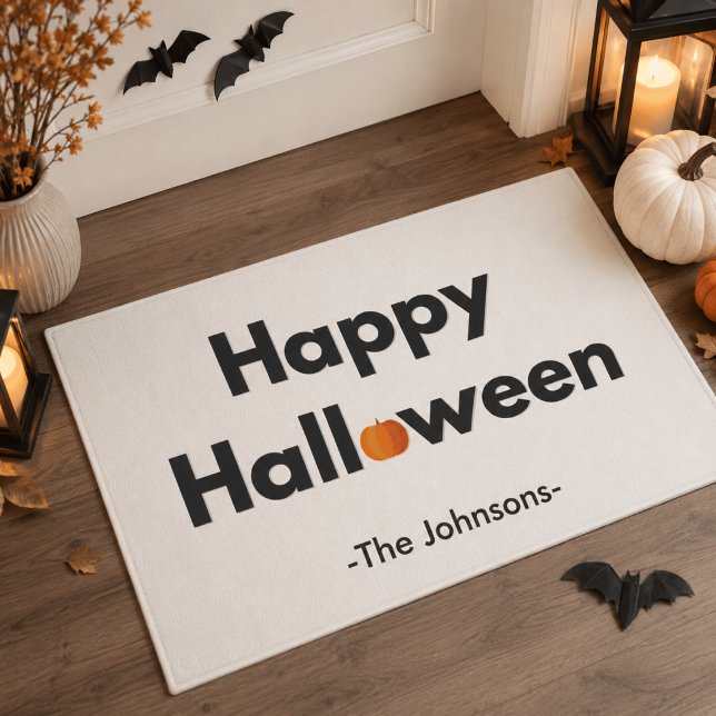 Modern Minimalist Halloween  – Personalised Doormat (Creator Uploaded)