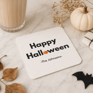 Modern Minimalist Halloween – Personalised Square Paper Coaster
