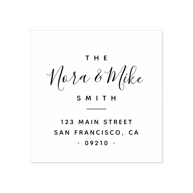 Modern minimalist hand-written family address rubber stamp (Imprint)