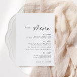 Modern Minimalist Handwriting Name Tag Wedding Menu<br><div class="desc">This modern black and white wedding menu features elegant handwritten script and minimalist typography for a clean,  refined look. Perfect for dinner receptions,  this stylish menu pairs modern design with handwritten elegance—ideal for any sophisticated wedding tablescape.</div>