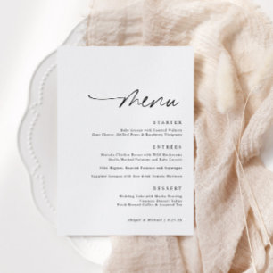 Modern Minimalist Handwriting Name Tag Wedding Menu