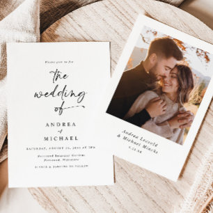 Modern Minimalist Handwriting Photo Wedding Invitation