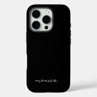 Modern Minimalist Handwriting Script Black iPhone 16 Pro Case