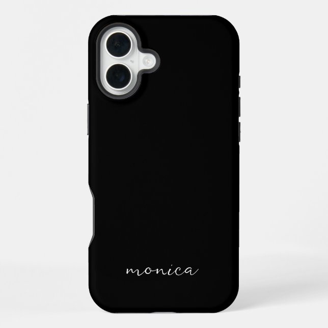 Modern Minimalist Handwriting Script Black iPhone Case (Back)
