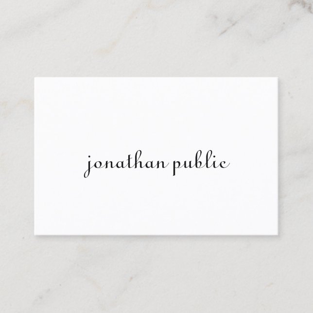 Modern Minimalist Handwriting Script Plain Elegant Business Card (Front)