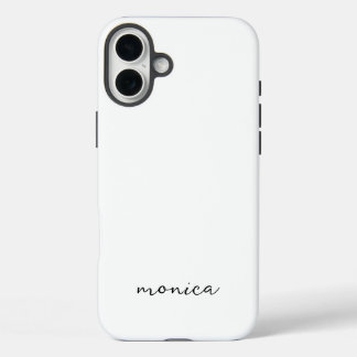 Modern Minimalist Handwriting Script White iPhone 16 Plus Case