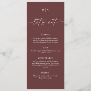 Modern Minimalist Handwriting Wedding Dinner  Menu