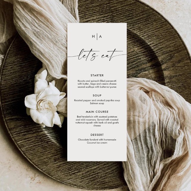 Modern Minimalist Handwriting Wedding Dinner  Menu (Creator Uploaded)