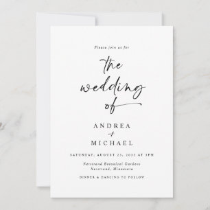 Modern Minimalist Handwriting Wedding Invitation
