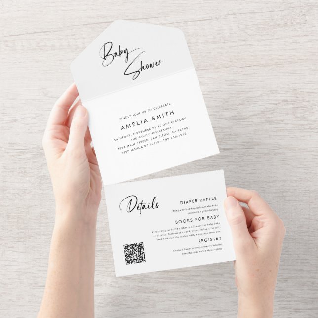 Modern Minimalist Handwritten Envelope All In One All In One Invitation (Tearaway)