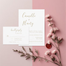 Modern Minimalist Handwritten Gold White Wedding