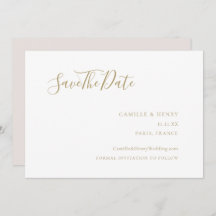 Modern Minimalist Handwritten Gold White Wedding