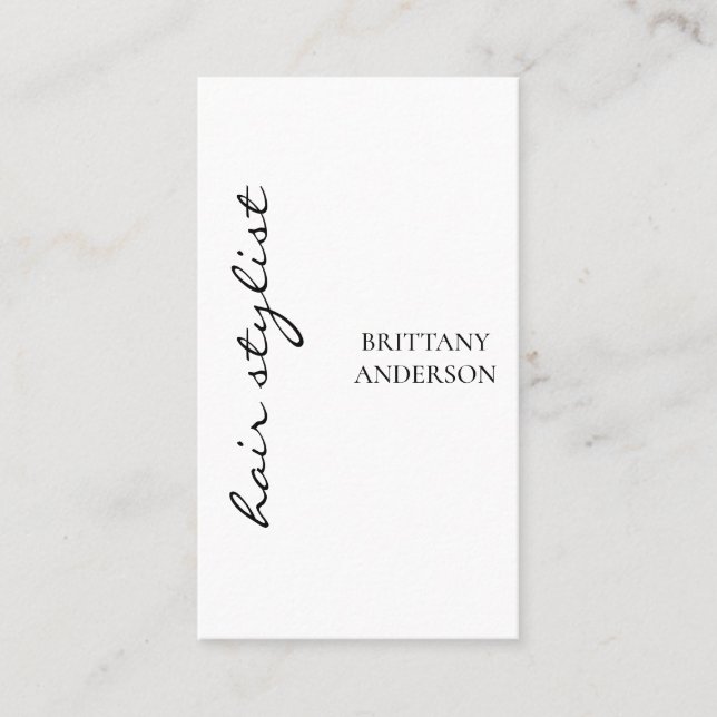 Modern Minimalist Handwritten Hair Stylist Business Card (Front)