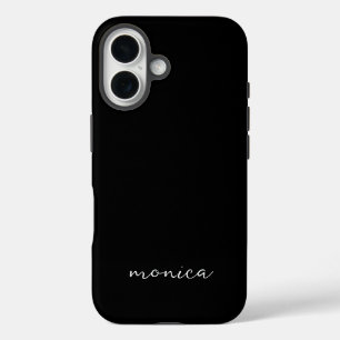 Modern Minimalist Handwritten Script Black iPhone 16 Case