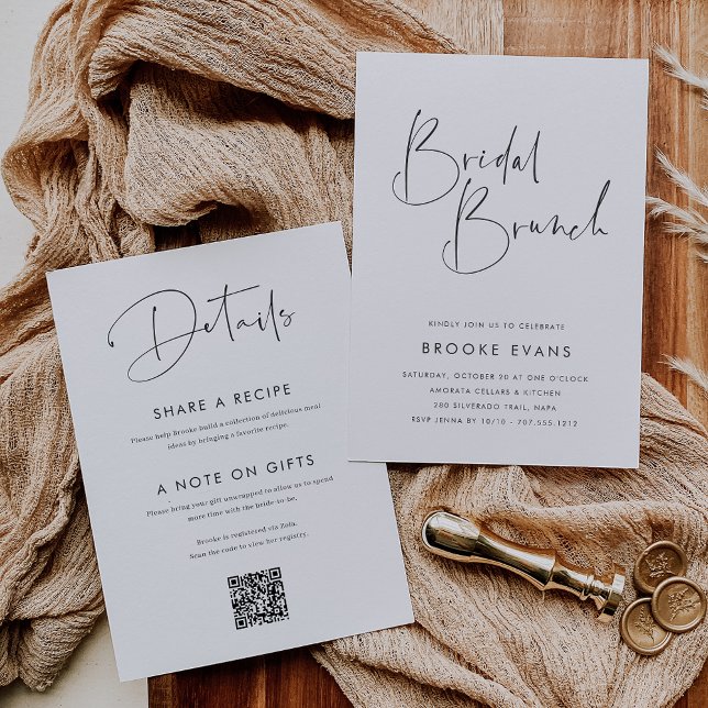 Modern Minimalist Handwritten Script Bridal Brunch Invitation (Creator Uploaded)