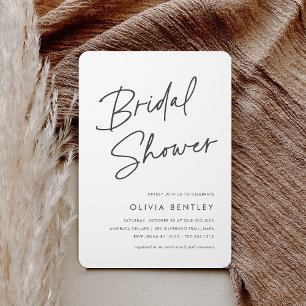 Modern Minimalist Handwritten Script Bridal Shower Invitation