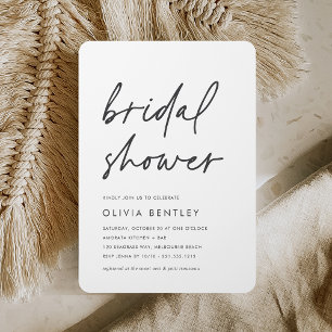 Modern Minimalist Handwritten Script Bridal Shower Invitation