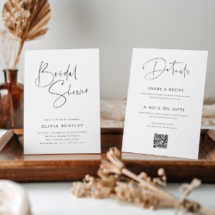 Modern Minimalist Handwritten Script Bridal Shower Invitation
