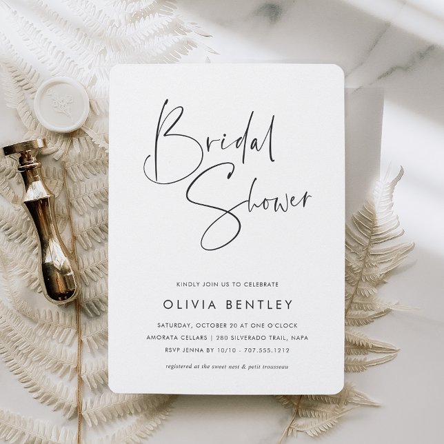 Modern Minimalist Handwritten Script Bridal Shower Invitation (Creator Uploaded)