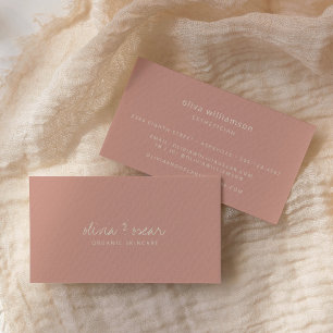 Modern Minimalist Handwritten Script Dusty Rose Business Card