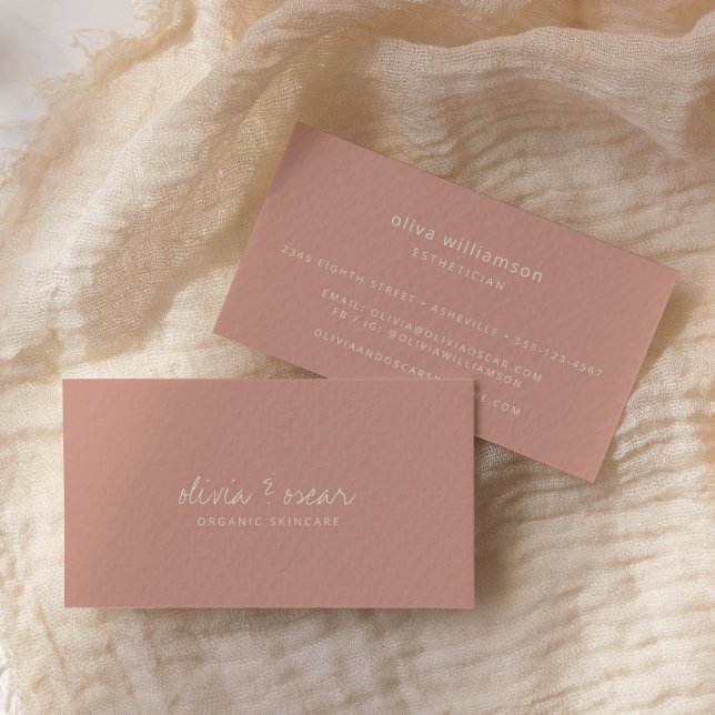 Modern Minimalist Handwritten Script Dusty Rose Business Card (Creator Uploaded)