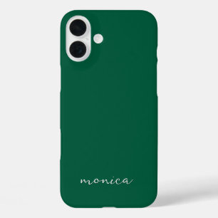 Modern Minimalist Handwritten Script Hunter Green iPhone 16 Plus Case
