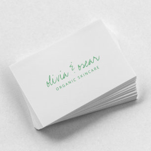 Modern Minimalist Handwritten Script Kelly Green Business Card