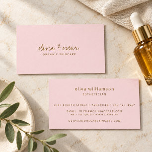 Modern Minimalist Handwritten Script Pastel Pink Business Card