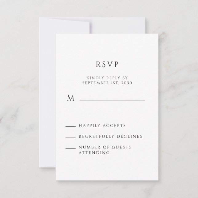 Modern Minimalist Handwritten Script RSVP Card (Front)