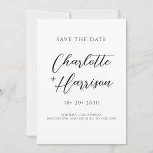 Modern Minimalist Handwritten Script Save The Date
