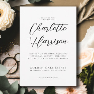Modern Minimalist Handwritten Script Wedding Invitation
