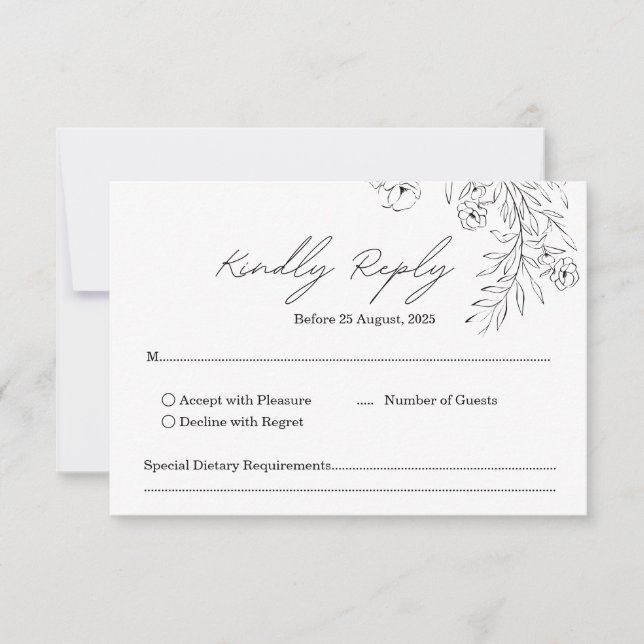 Modern Minimalist Handwritten Script Wedding RSVP Card (Front)