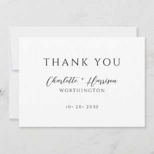 Modern Minimalist Handwritten Script Wedding Thank You Card