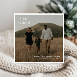 Modern Minimalist Happiest Holidays Family Photo Holiday Card