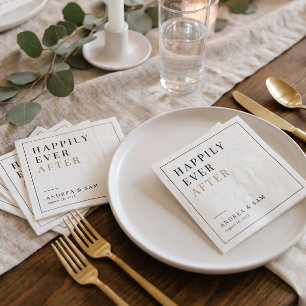 Modern Minimalist Happily Ever After Wedding Napkin