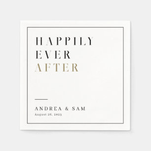 Modern Minimalist Happily Ever After Wedding Napkin