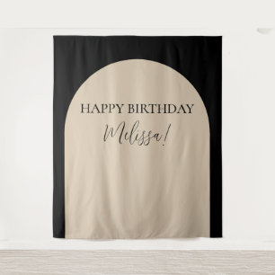 Modern Minimalist Happy Birthday Photo Backdrop Tapestry