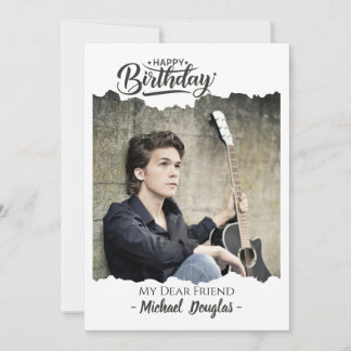 Modern Minimalist Happy Birthday Photo card