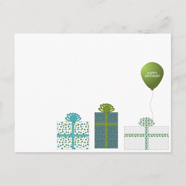 Modern Minimalist Happy Birthday Postcard (Front)