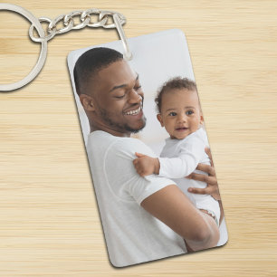 Modern Minimalist Happy Father's Day Custom Photo Key Ring