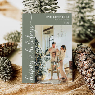 Modern Minimalist Happy Holidays Arch Photo Holiday Card