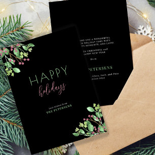 Modern minimalist happy holidays black holiday card