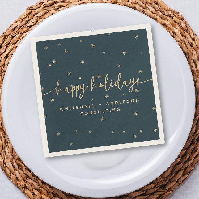 Modern Minimalist Happy Holidays Business Name Napkin (Creator Uploaded)