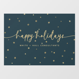 Modern Minimalist Happy Holidays Business Name   Window Cling
