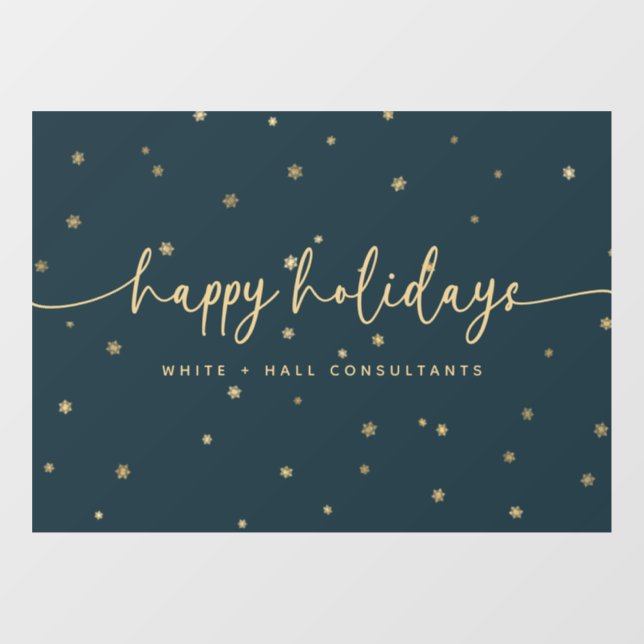 Modern Minimalist Happy Holidays Business Name   Window Cling (Sheet)