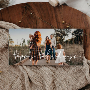 Modern Minimalist Happy Holidays Family Photo Holiday Card