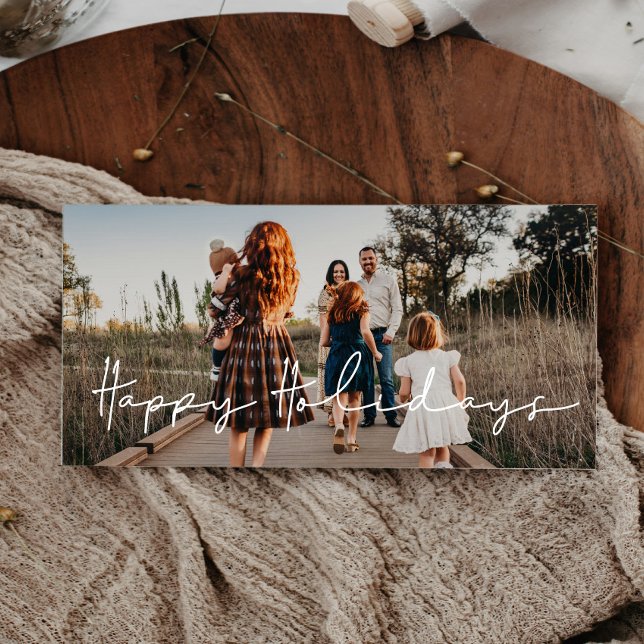Modern Minimalist Happy Holidays Family Photo Holiday Card (Creator Uploaded)