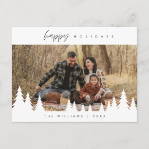 Modern Minimalist, Happy Holidays, Family Photo Postcard