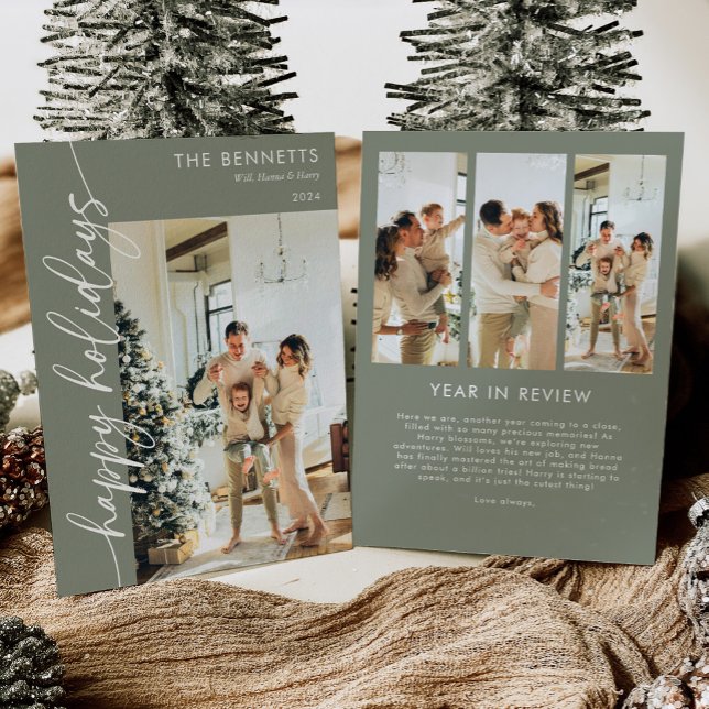 Modern Minimalist Happy Holidays  Photo Collage  Holiday Card (Creator Uploaded)